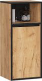 Akord Meuble de salle de bain suspendu VAMI W90 avec 1 porte et 3 étagères / Chêne artisanal - Noir / 35x30x80 cm