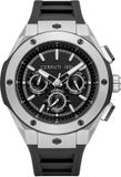 Cerruti 1881 Ruscello Horloge Ruscello Mannen Polshorloge Zwart Siliconen Band Zwart Stalen Kast Mineraalglas Datum 5 ATM