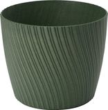 Form Plastic Plantenpot/bloempot Waves - kunststof - donkergroen - D19 x H16 cm - rond