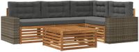vidaXL Hoek loungeset 4 zitplekken Polyester Natuurlijk en antraciet Inclusief tafel