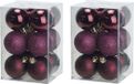 Cosy & Trendy 24x stuks kunststof kerstballen aubergine roze 6 cm mat/glans/glitter