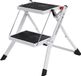 GSL Escabeau pliable à 2 marches, escabeau, échelle simple, marches de 20 cm de large, tapis en caoutchouc antidérapant, avec poignée de transport, charge maximale 150 kg, en acier, blanc-noir GSL02WT