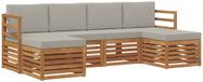 vidaXL Acacia Hout Bank Loungeset 6-Zits Naturel et Gris Clair