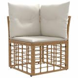 vidaXL Modulair Buitenkant Hoekbank Eenheid Naturel Polyrattan