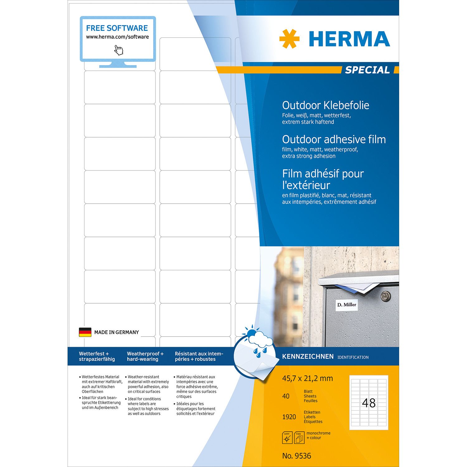 HERMA 9536 Label - wit - 45,7mm x 21,2mm