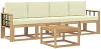 vidaXL Bank loungeset 4 zitplekken Wit en crèmekleurig Acacia hout
