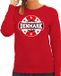 Bellatio Decorations Have fear Denmark is here sweater met sterren embleem in de kleuren van de Deense vlag - rood - dames - Denemarken supporter / Deens elftal fan trui / EK / WK / kleding L