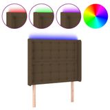 VidaXL Hoofdeind & Voeteind Donkerbruin Polyester/Hout 103x16x118/128 cm met LED