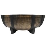 The HC Companies 16 Inch Whisky Barrel Bowl Planter - Weerbestendige Hars Plant Pot voor Binnen Buiten Gebruik in Gouden Eiken Kleur (Faux Hout)
