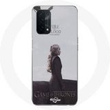 Maniacase Hoesje voor Oppo A74 5G Game of Thrones Seizoen 8 Daenerys Targaryen Vuur en Bloed De IJzeren Troon Grijs Logo