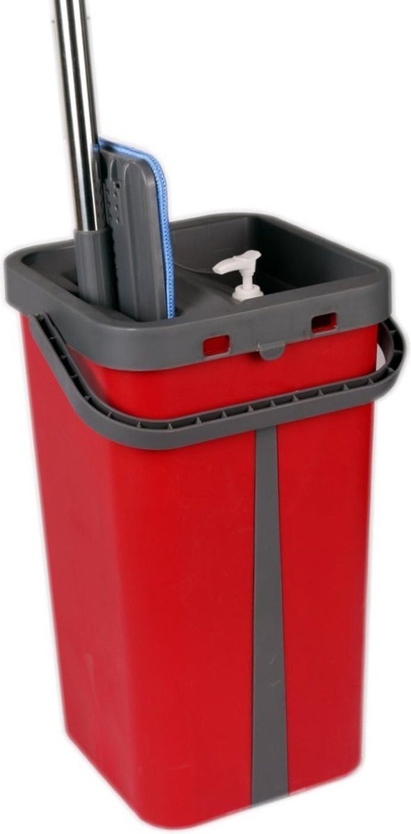 Cenocco Platte Dweil Met Emmer - 5,5 Liter - Compact - Rood