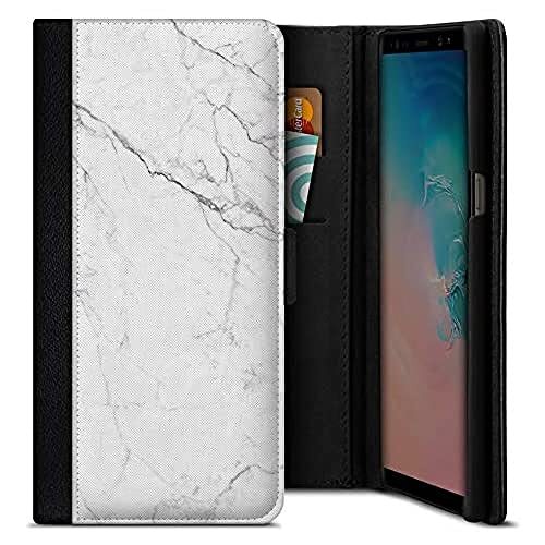 caseable caseable Samsung Galaxy S9 Plus Beschermhoes - Klaphoes voor mobiele telefoon - Schokabsorberend & krasbestendig oppervlak - Kaartvak - Kleurrijk Design - Wit Marble - Marmer