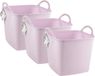 PlasticForte bac/seau/panier à linge - 3x - flexible - rose - 43 litres - carré - plastique - 40 x 40 x 44 cm