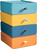 Merkloos / Sans marque Set van 4 opbergdozen voor op het bureau, kunststof opberglade, opberglade voor op het bureau, kantoor, stapelbare make-uplade-organizer voor in de slaapzaal