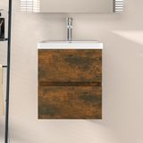 Maison Exclusive - Meuble sous lavabo, placage chêne fumé, 41x38,5x45 cm, panneau de particules