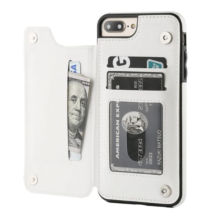Stuff Certified Retro iPhone 5S / SE Leren Flip Case Portefeuille - Wallet Cover Cas Hoesje Wit
