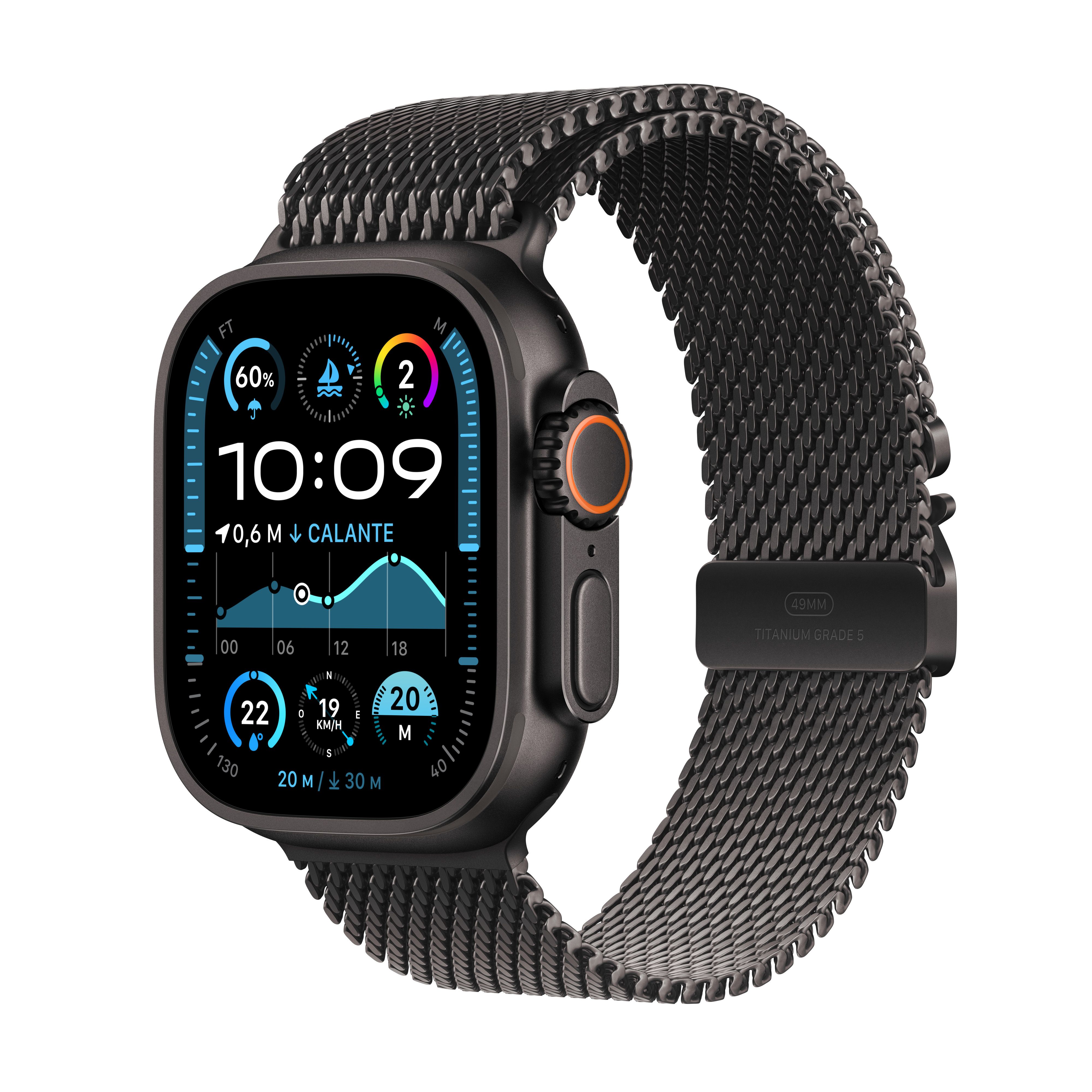 Apple Watch Ultra 2 GPS + Cellular 49mm Black Titanium - Black Milanese Loop (L)