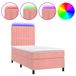 vidaXL Lit plateforme avec matelas et éclairage LED, rose, 120x190 cm, velours