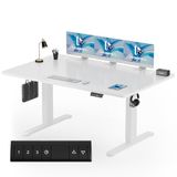 Homall In Hoogte Verstelbaar Elektrisch Bureau, 160x80 cm, Staand Bureau met Vierdelig Tafelblad, Computerbureau met geheugenfunctie, Wit