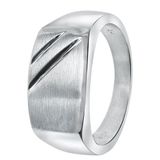 Lucardi Heren Zegelring - Ring - Echt Zilver - Zilverkleurig