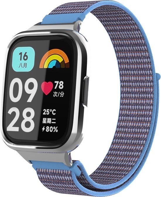 Strap-it Nylon Smartwatch Band - Azure Blue - Xiaomi Redmi Watch 3 Active / Lite