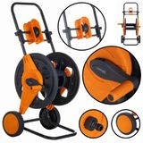 Schmith enrouleur de tuyau sans tuyau pour 1/2 pouce | Enrouleur de tuyau Premium avec guide-tuyau et roues | Enrouleur d'eau mobile pour tuyaux jusqu'à 60 mètres, adapté aux accessoires d'irrigation de jardin