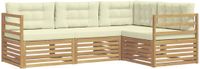 vidaXL - Buiten - bank - set - 4 - st - Wit en crèmekleurig - Polyester