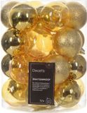 Decoris Kerstballen - 50 stuks - 6 cm - Kunststof - Goudkleurig
