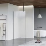 Fortifura Galeria inloopdouche - 80x200cm - ribbelglas - plafondarm - PVD - geborsteld gunmetal (antraciet)