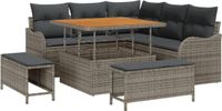 vidaXL Tuinbank Set 8-delig 7 Zitplaatsen Grijs
