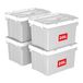 Cetomo 20L x 4 opbergdozen, draag plastic opbergdoos met deksels, organiserende container met handvat en veilige vergrendelende gespen, stapelbaar, nestbaar, draagtas voor thuiskantoor kleding,