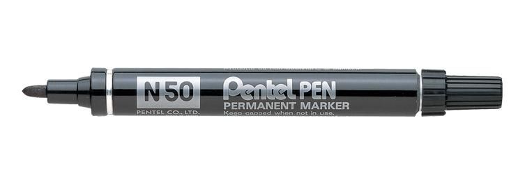 Pentel N50 Permanent Marker - Black - Bullet Tip - 12 Pack