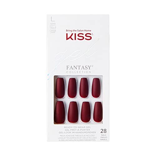 Kiss Gel Fantasy Collection Lijm-On Manicure Kit, Folklore, Vierkante Fake Nagels van gemiddelde lengte Inclusief 28 valse nagels, nagellijm, nagelvijl en manicurestok