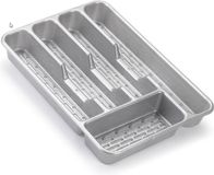 Plasticforte Bestekbak - zilverkleurig - 5-vaks - 24 x 34 x 4 cm - bestekhouder