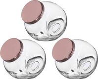 Urban Living pot à bonbons/boîte de conservation - 3x - 1,6L - verre - avec couvercle en cuivre