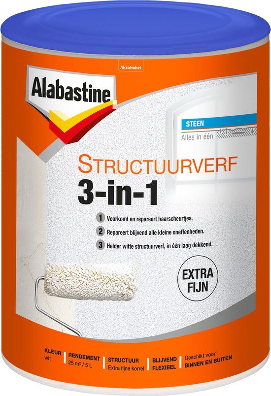 Alabastine Structuurverf - Fijn Wit - 5 liter