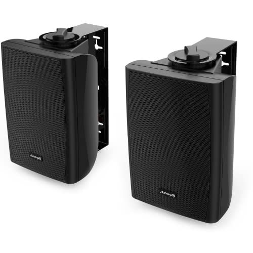 Audibax Elipse 5 Black - Passieve HiFi-plankluidsprekers - paar 2-weg stereoluidsprekers - 30 W continu vermogen - wandhouder inbegrepen - luidspreker met 5,25 inch woofer