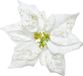 Merkloos / Sans marque Kaemingk B.V. Kerstversiering bloem - wit glitter - op clip - 20 cm