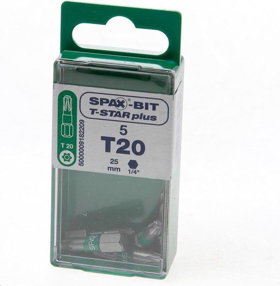 Spax Schroefbit T-star Torx TX20 Groen (5 stuks) - Geschikt voor Hout