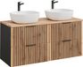AC-Déco Sylve Badkamerkast met dubbele wastafel, opbouwmodel - 120 cm - zwart (Wotan)