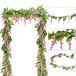 DearHouse Zijden kunstbloemen van 2 meter/stuk, 4 stuks, wisteria-bloemenslinger, imitatie-blauweregen-rank, rotan, voor huis, tuin, huwelijksceremonie buiten, bloemenboog, decoratie, roze