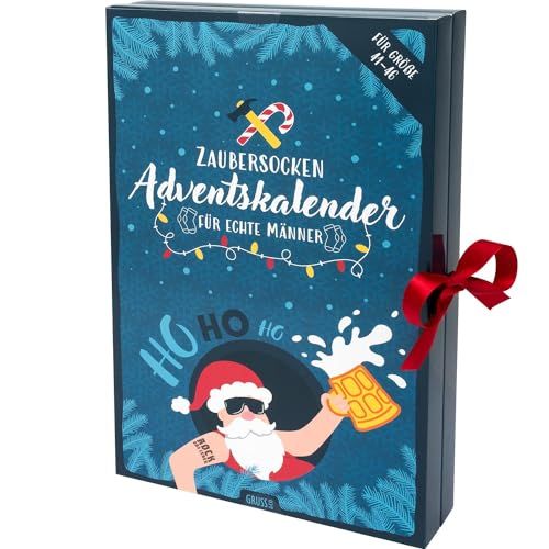 GRUSS & CO Adventskalender voor mannen, kalender met 12 paar herensokken, afzonderlijk geperst, in 24 pakjes, maat 41-46, grappig cadeau, mannencadeau