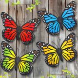 EOORAU Metalen vlinder muurkunst buitendecoratie - 4 stuks 24,9 cm vlinders muursculptuur hangend decor voor thuis, tuin, terras, tuindecoratie (4 kleuren)