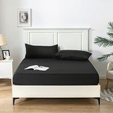 Good Nite Eenpersoons hoeslaken beddengoed 25 cm extra diepe zak zachte en ademende hoeslakens (zwart, enkel)
