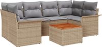 vidaXL Tuinbank Set Beige Poly Rattan