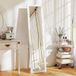 Miroir rectangulaire à poser ou à fixer au mur, avec cadre en bois, pour salon ou chambre, 37 x 155 cm, blanc