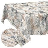 ANRO Tafelkleed Afwasbaar Bladeren Grijs-Beige Rechthoekig 140 x 100 cm