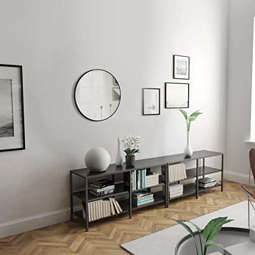 Aurlane Badkamerspiegel Rond 60 cm Mat Zwart