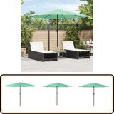 vidaXL Parasol met stalen paal 324x324x247 cm groen