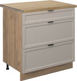 Vicco Fame-Line Keukenonderkast – 80 cm met 3 laden, WB Eik GrijsBeige